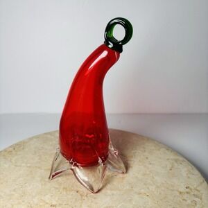 Hand Made Art Glass Red Hummingbird Hanging Flower Pedal Bell Sun Catcher‎